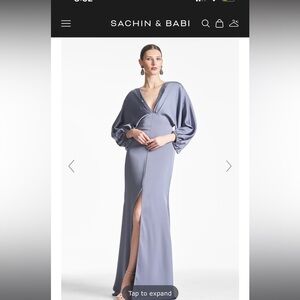 Sachin & Babi Satin Crepe V Neck Gown- Size 10